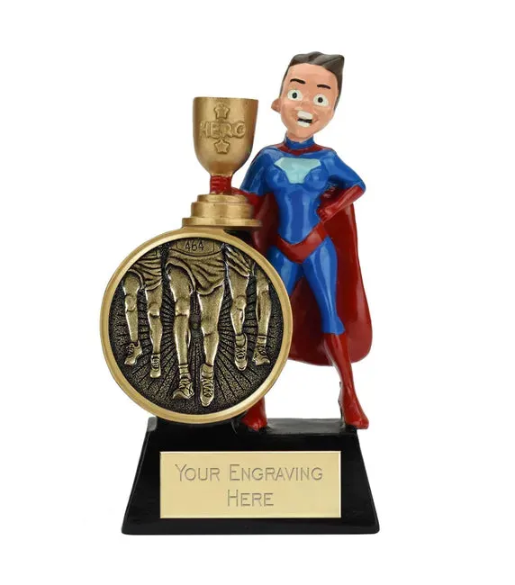 A1180-V276B - Female Superhero Running Legs Trophy (14cm)