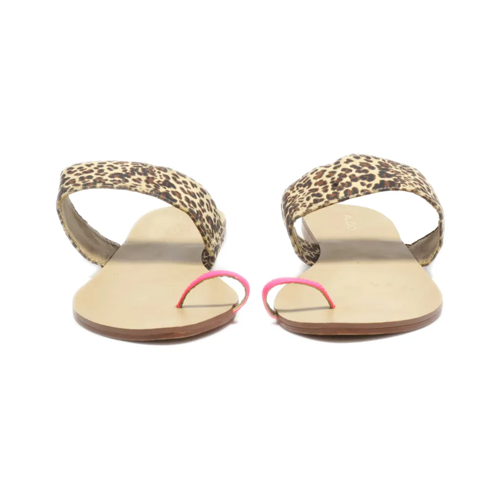 Aldo Flat Sandals Leather Beige Colour For Women