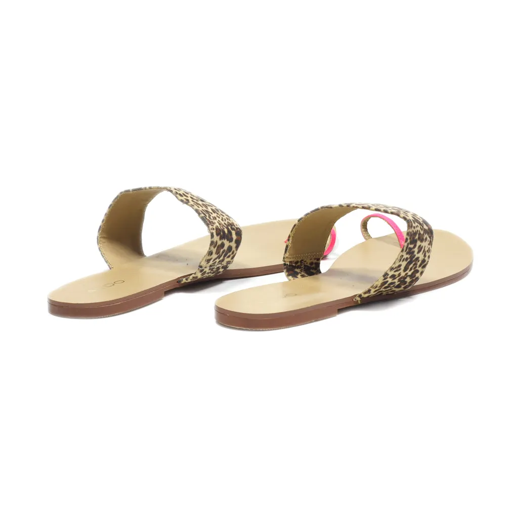 Aldo Flat Sandals Leather Beige Colour For Women