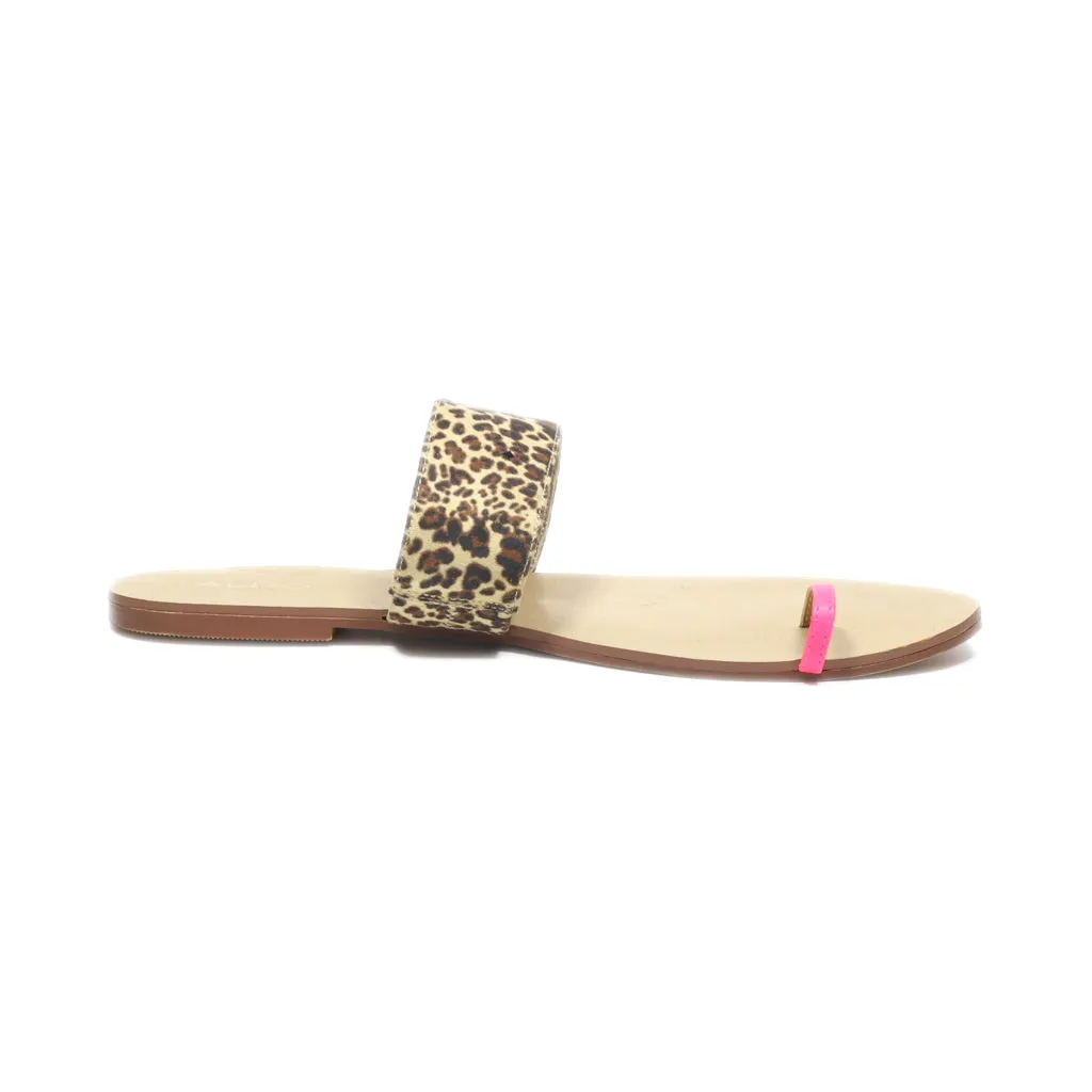 Aldo Flat Sandals Leather Beige Colour For Women