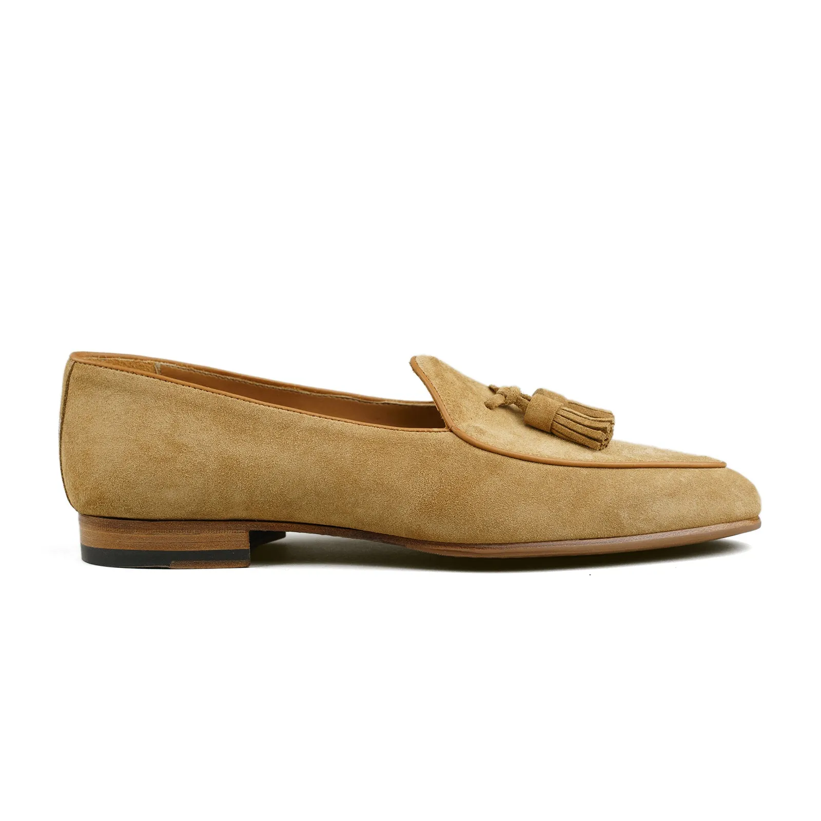 Belgian Tassel Loafer - Golden Brown Suede