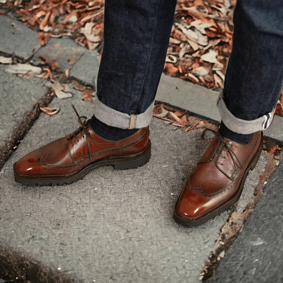 Bespoke Men's Brown Lace Up Leather Shoes, Oxford Shoes