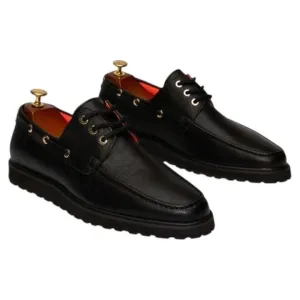 Black Men's Lace-Up Shoes Tayno Leather Boat Casual Sneaker Style-The Captain