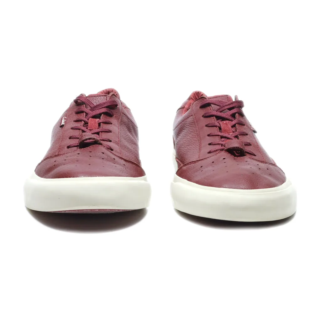 Clarks Low-Top Sneakers Leather Maroon Colour For Men