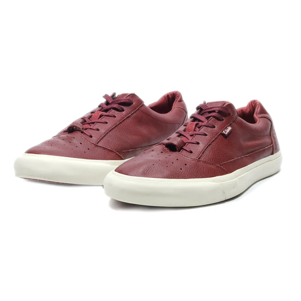 Clarks Low-Top Sneakers Leather Maroon Colour For Men