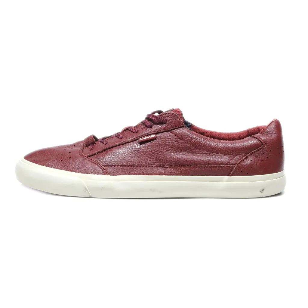 Clarks Low-Top Sneakers Leather Maroon Colour For Men