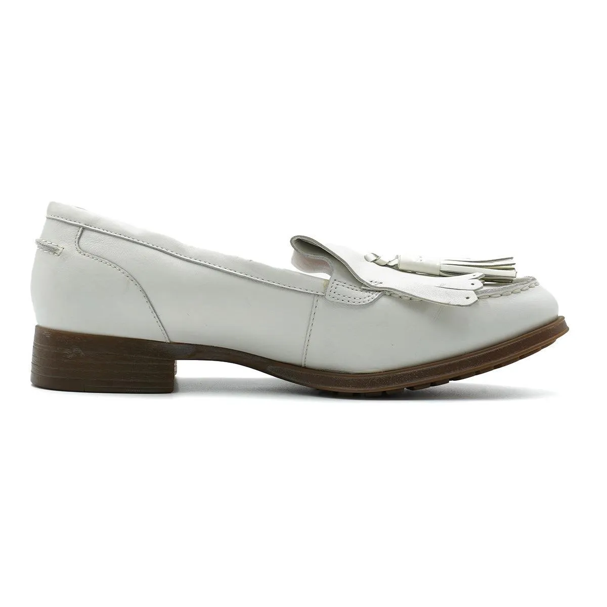 Clarks Slipon Loafers Leather White Colour For Women