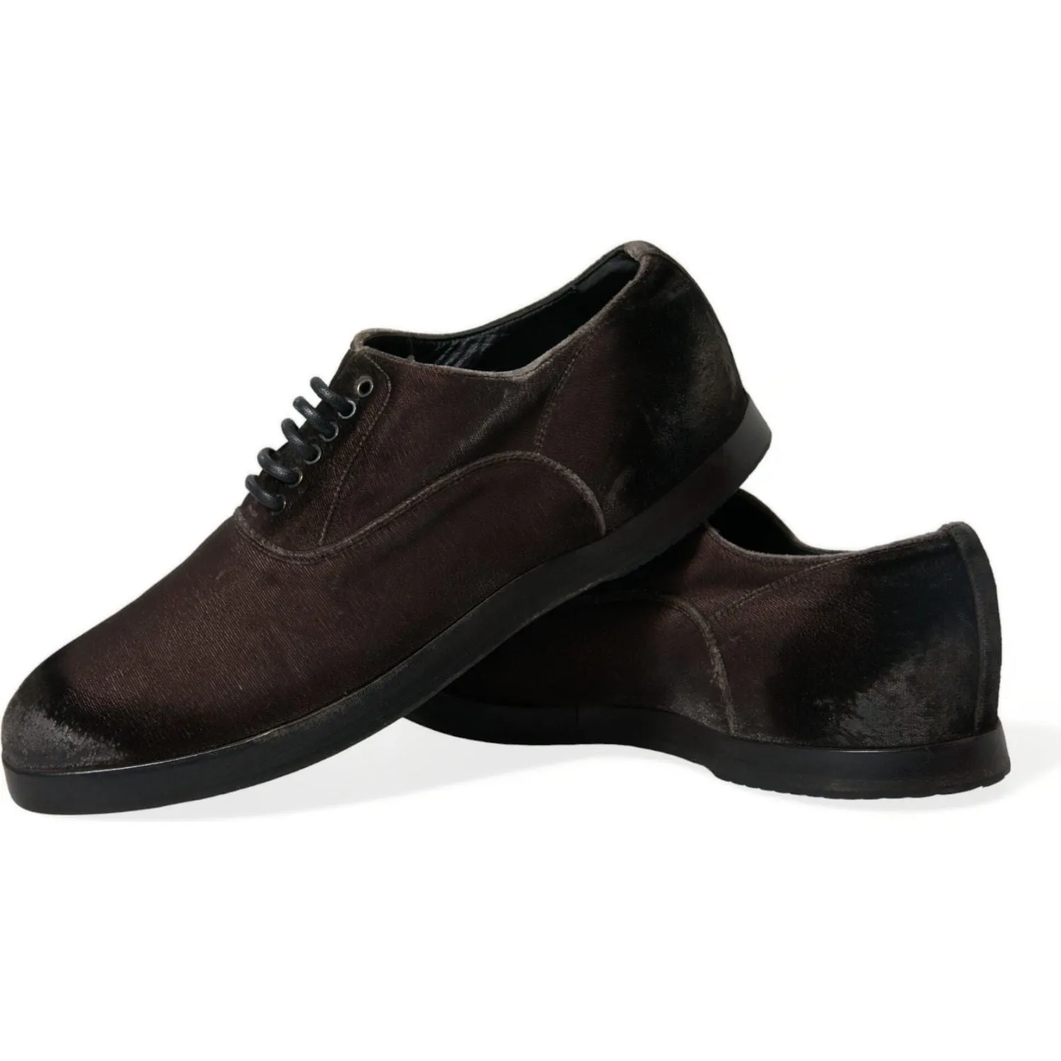 Dolce & Gabbana Elegant Brown Velvet Oxford Lace-up Shoes