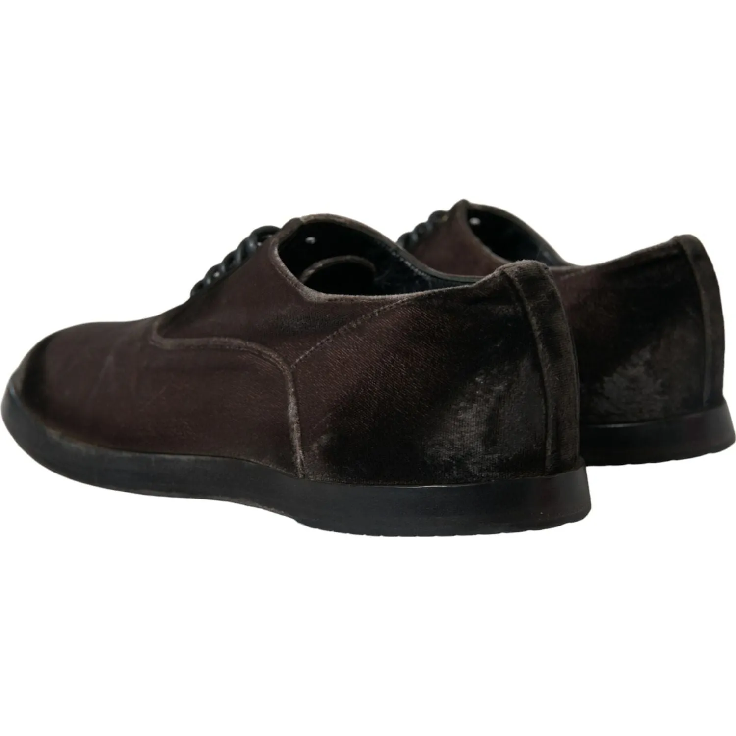 Dolce & Gabbana Elegant Brown Velvet Oxford Lace-up Shoes