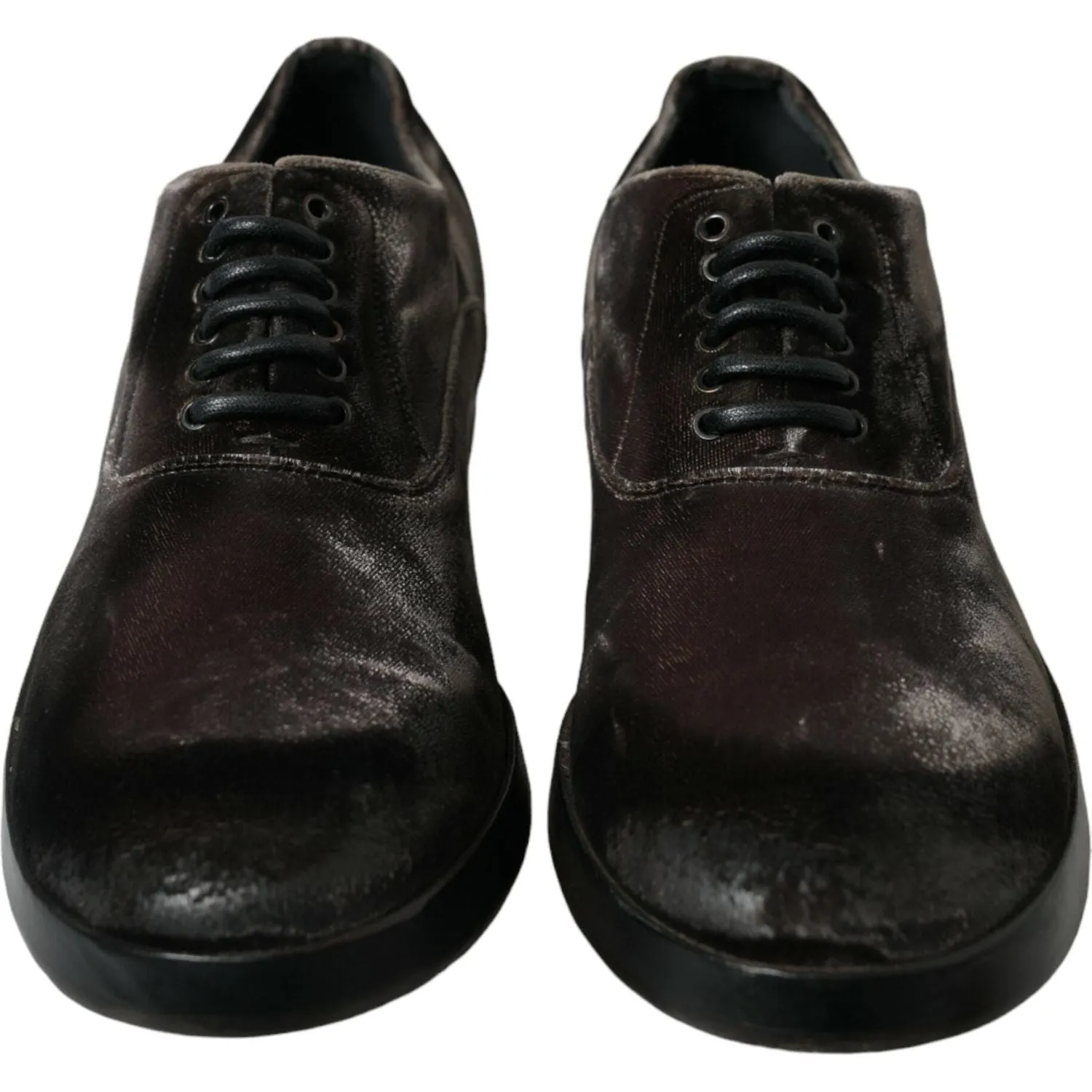 Dolce & Gabbana Elegant Brown Velvet Oxford Lace-up Shoes