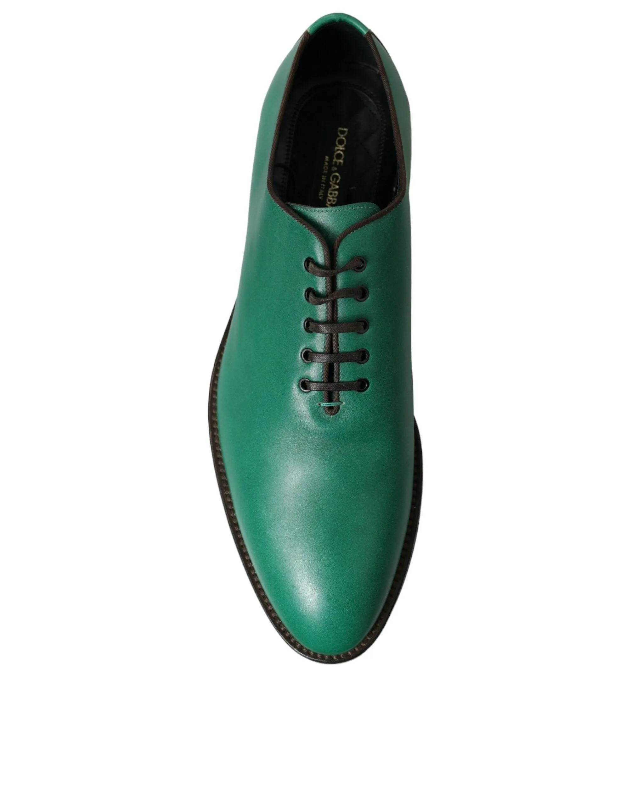 Dolce & Gabbana Green Leather Lace Up Oxford Shoes