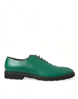 Dolce & Gabbana Green Leather Lace Up Oxford Shoes