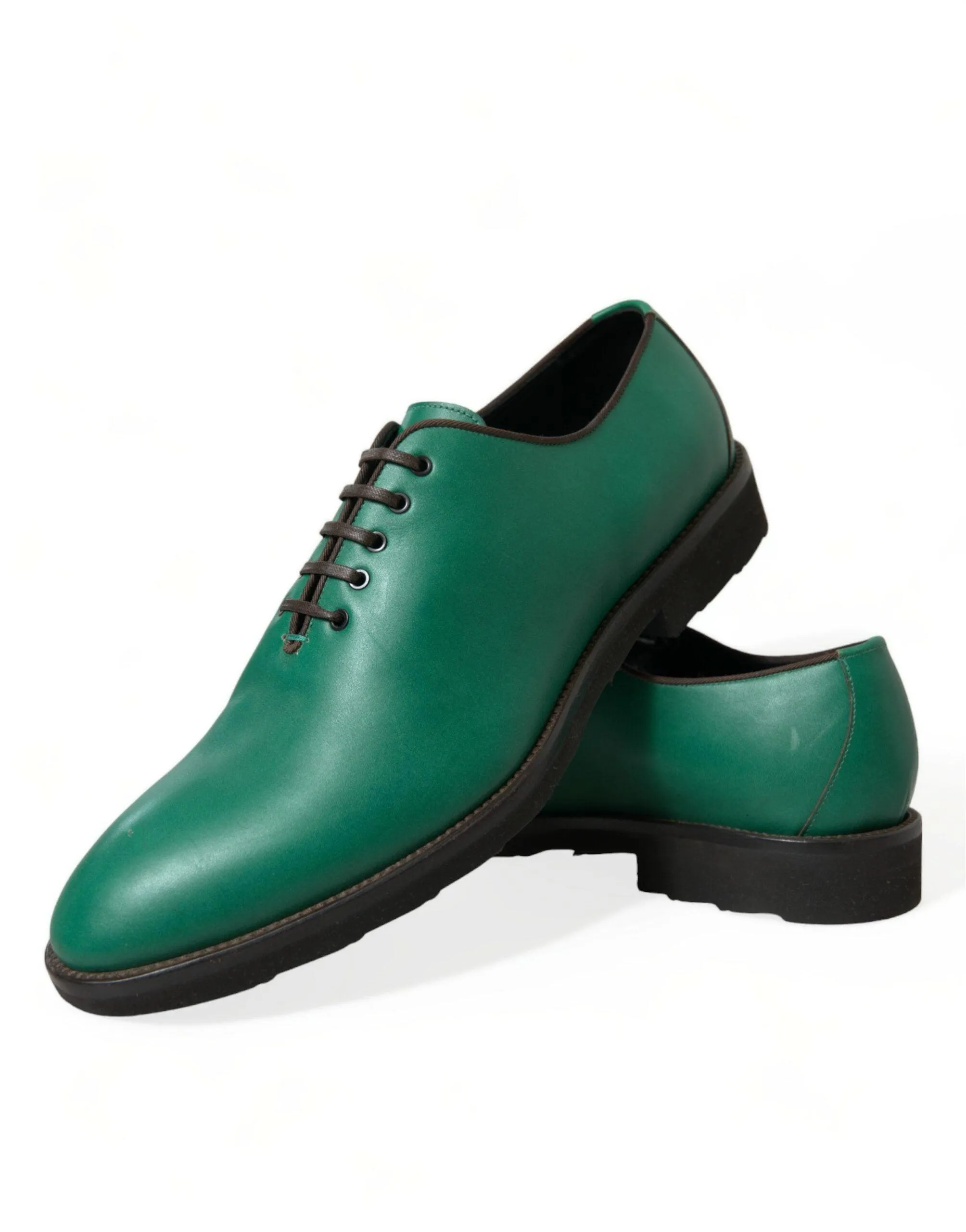 Dolce & Gabbana Green Leather Lace Up Oxford Shoes