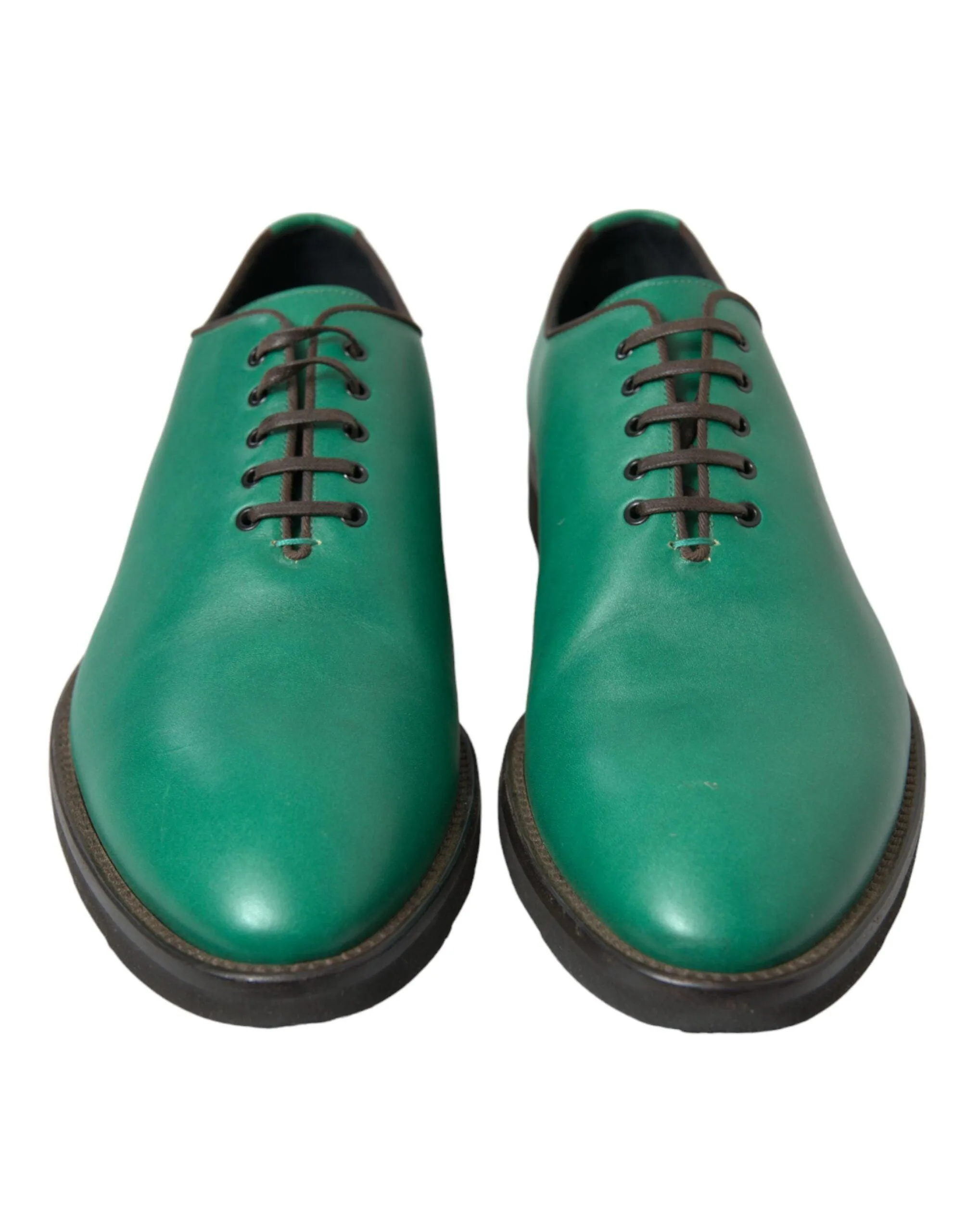 Dolce & Gabbana Green Leather Lace Up Oxford Shoes