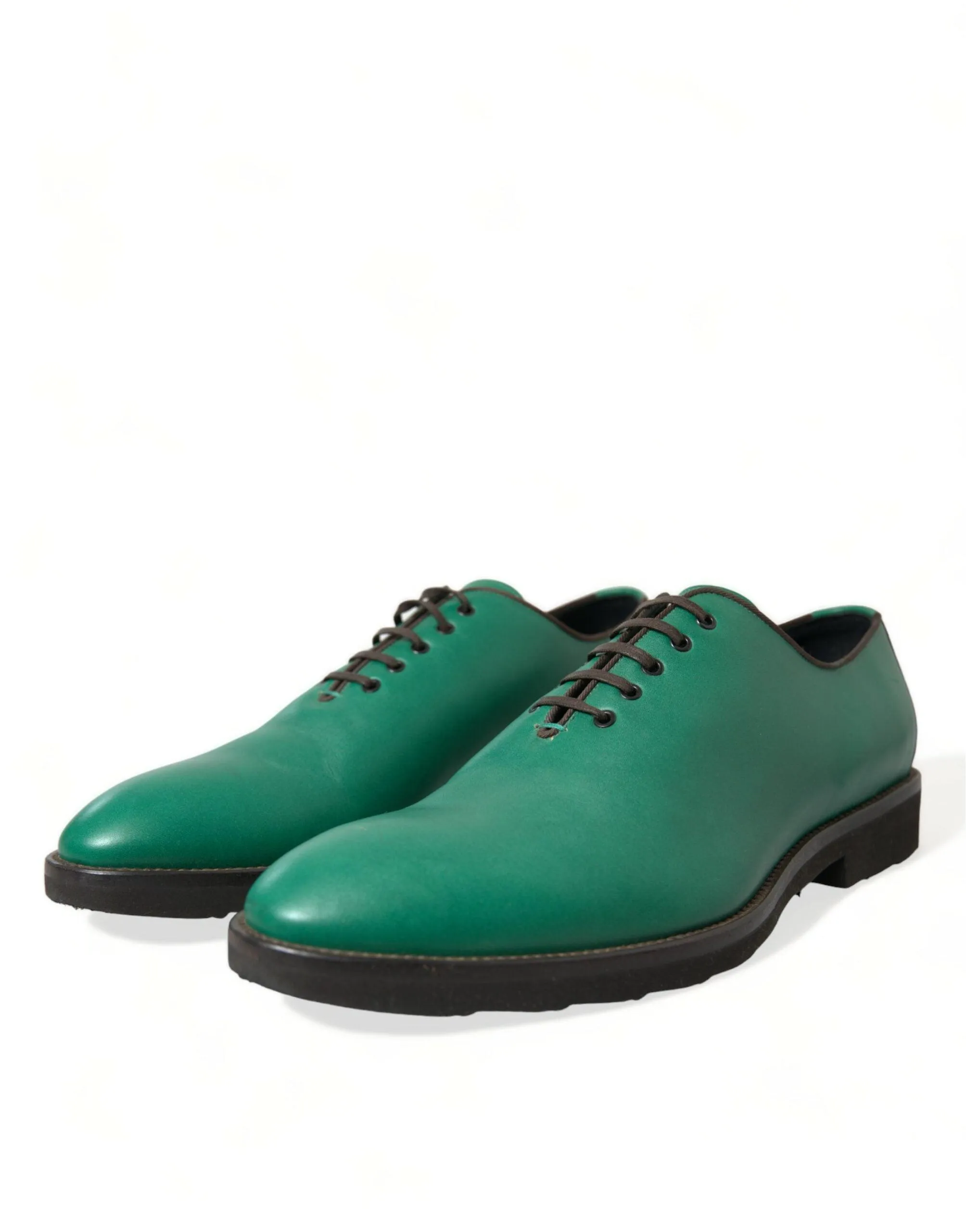 Dolce & Gabbana Green Leather Lace Up Oxford Shoes