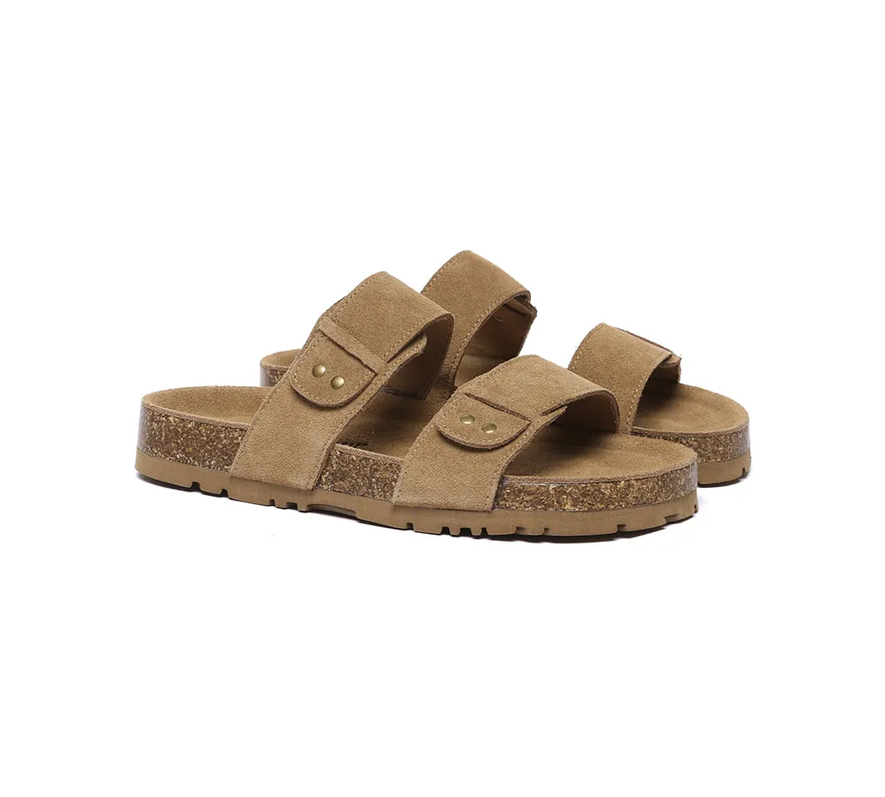 Double Straps Embossed Slip-on Summer Sandal Slides Aurelia