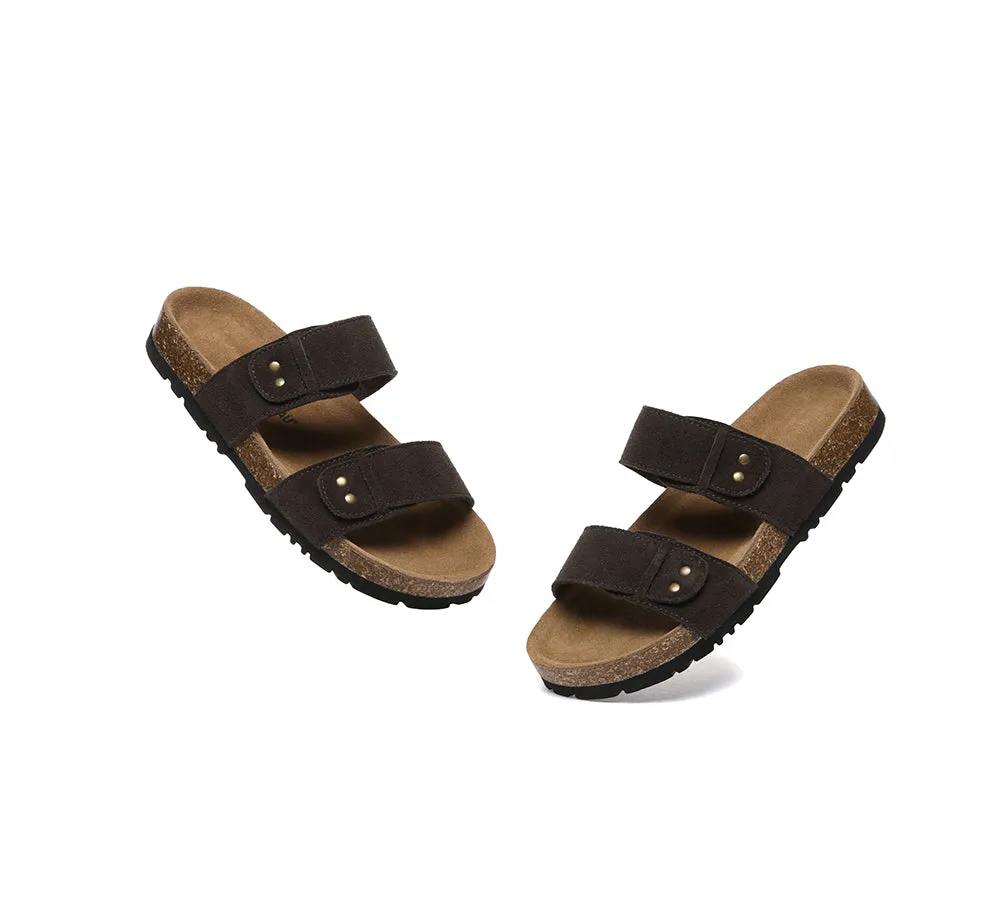 Double Straps Embossed Slip-on Summer Sandal Slides Aurelia