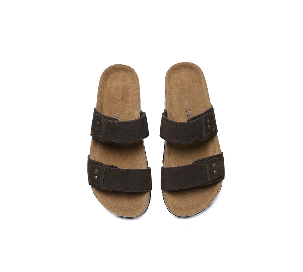 Double Straps Embossed Slip-on Summer Sandal Slides Aurelia