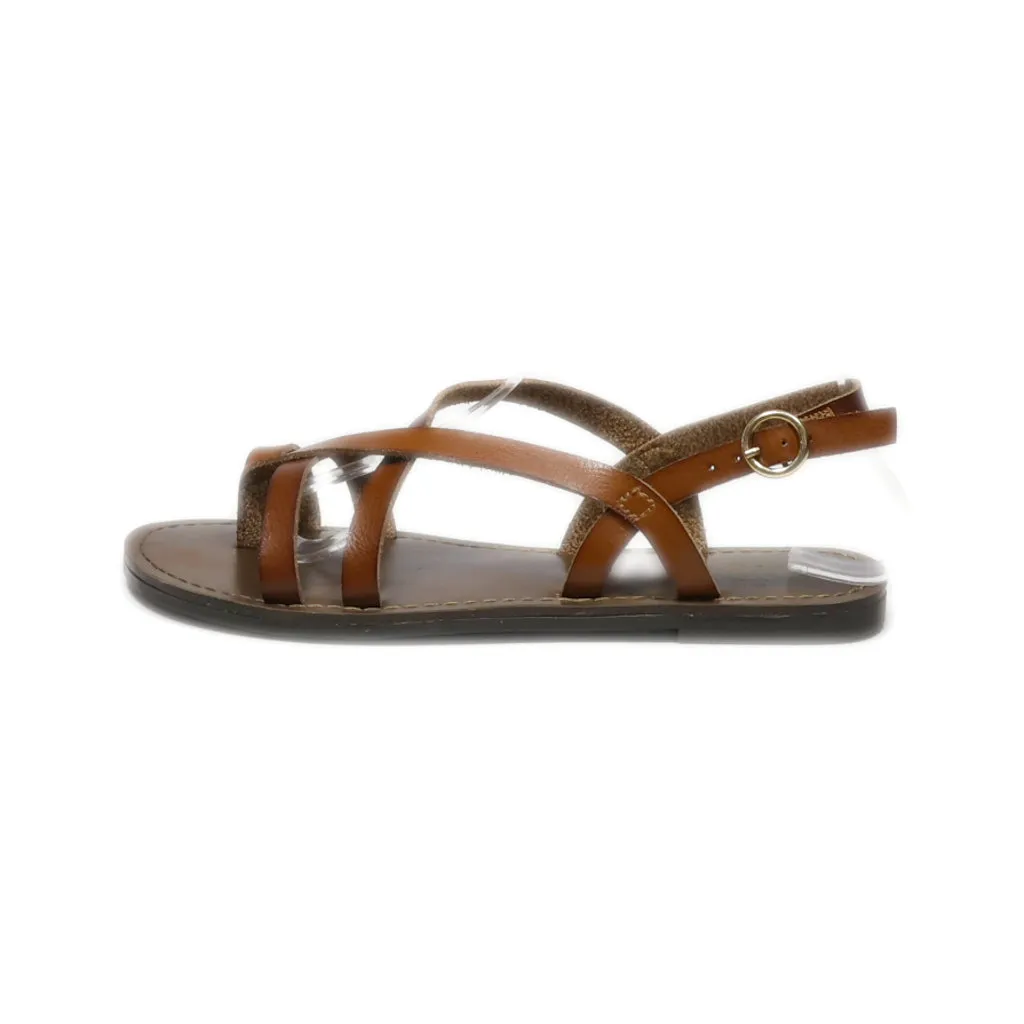 Faded Glory Flat Sandals Leather Brown Colour For Women