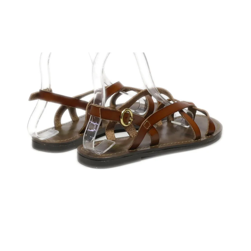 Faded Glory Flat Sandals Leather Brown Colour For Women