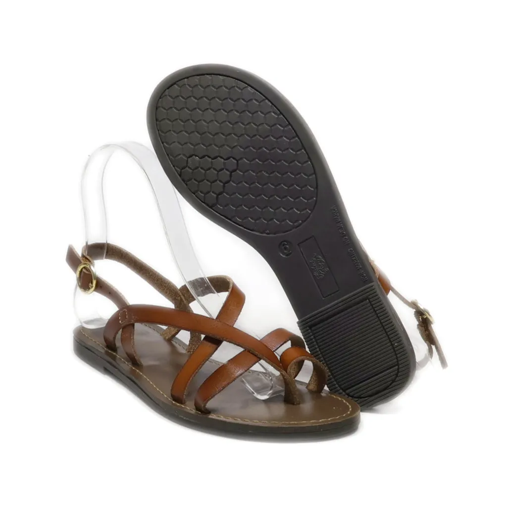 Faded Glory Flat Sandals Leather Brown Colour For Women