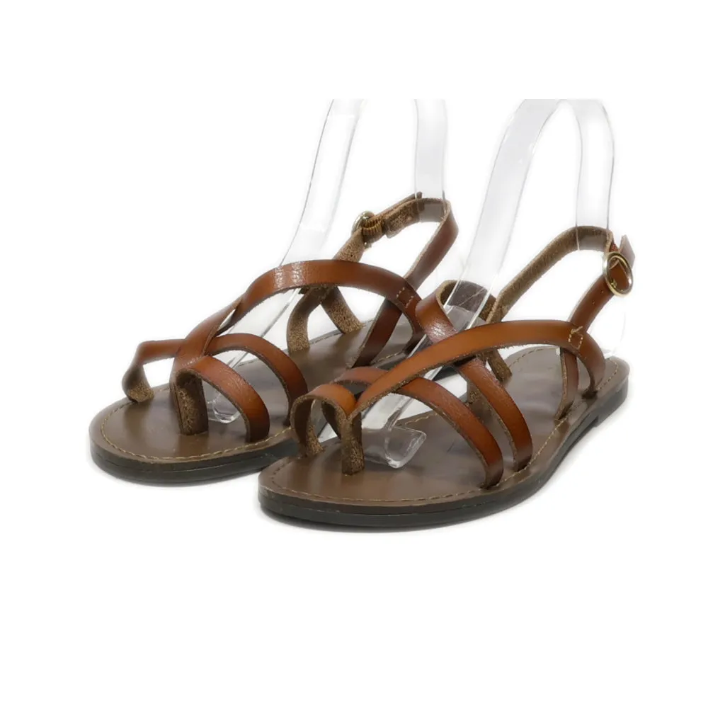 Faded Glory Flat Sandals Leather Brown Colour For Women