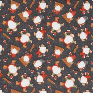 Flannel Gnomies - Tossed Gnomes Black Yardage