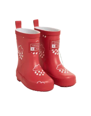 Grass & Air Kids Dark Coral Colour Changing Wellies