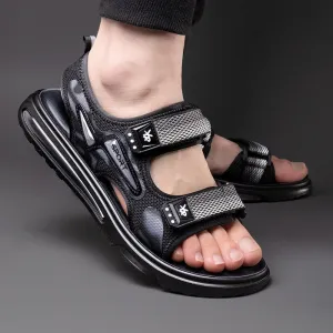 Hnzxzm New Summer Shoes Men Sandals Flat Non-slip Summer Holiday Mens Beach Sandals Brand Male Footwear Cool Black A4612