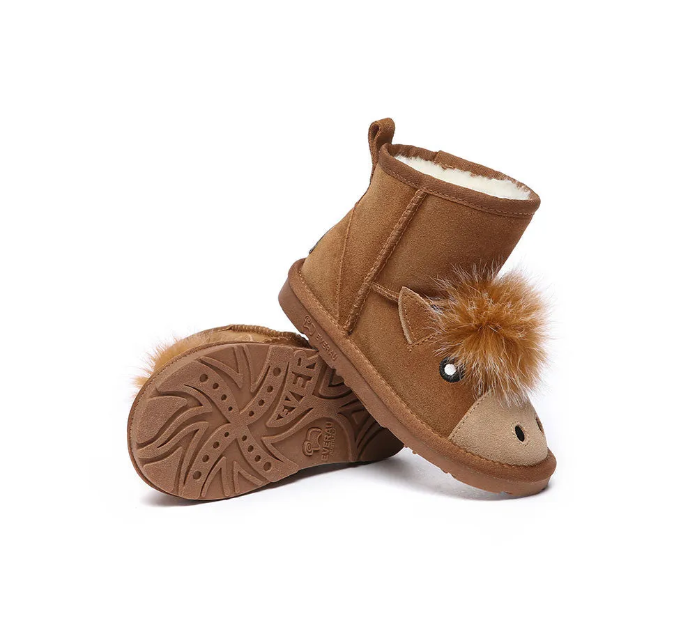 Kid Sheepskin Wool Boots Pony Kids Plus