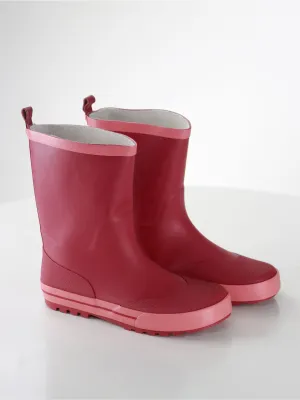 Kids Girl Faux Leather Rubber Boots,Pink