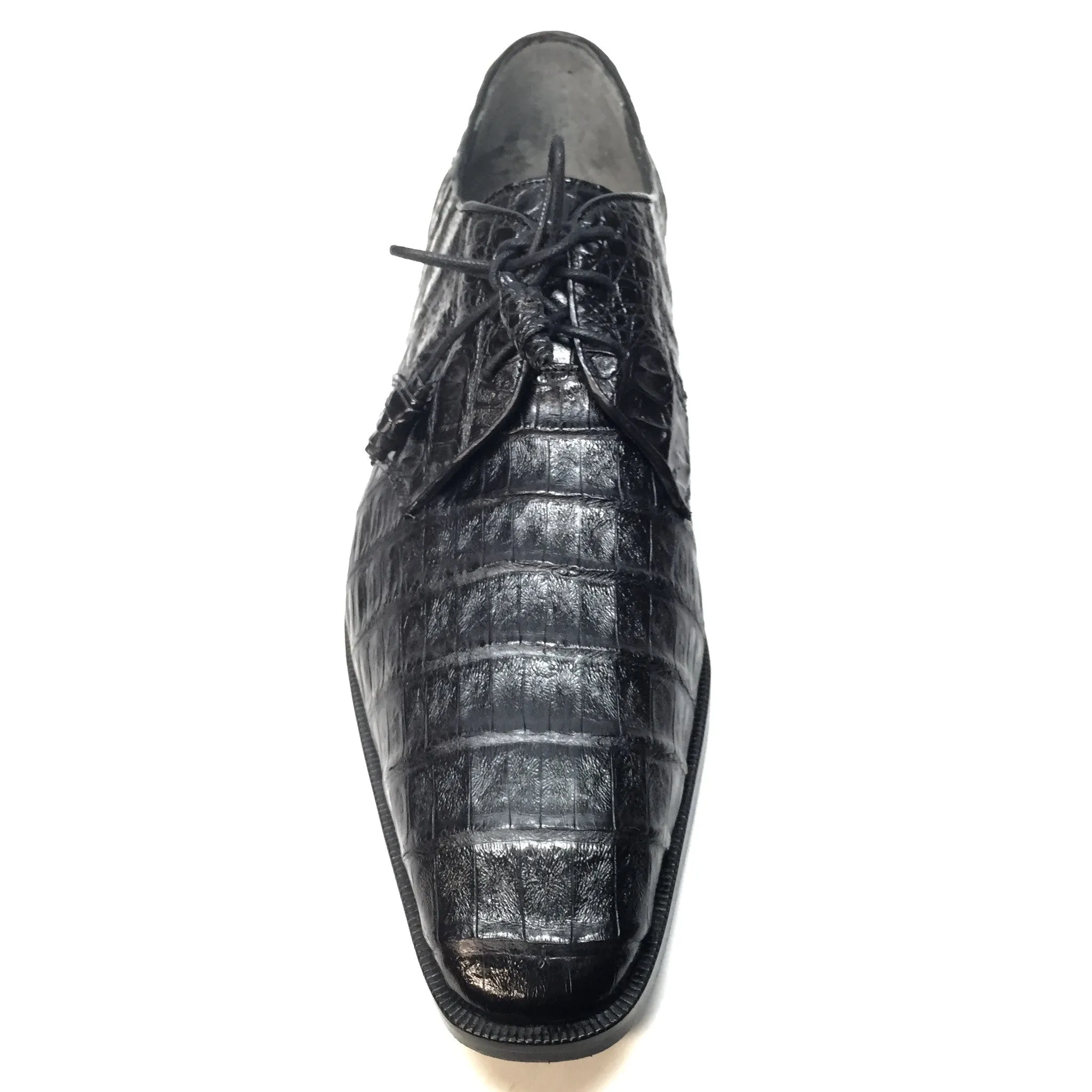 Los Altos Black All-Over Crocodile Lace Up Dress Shoes