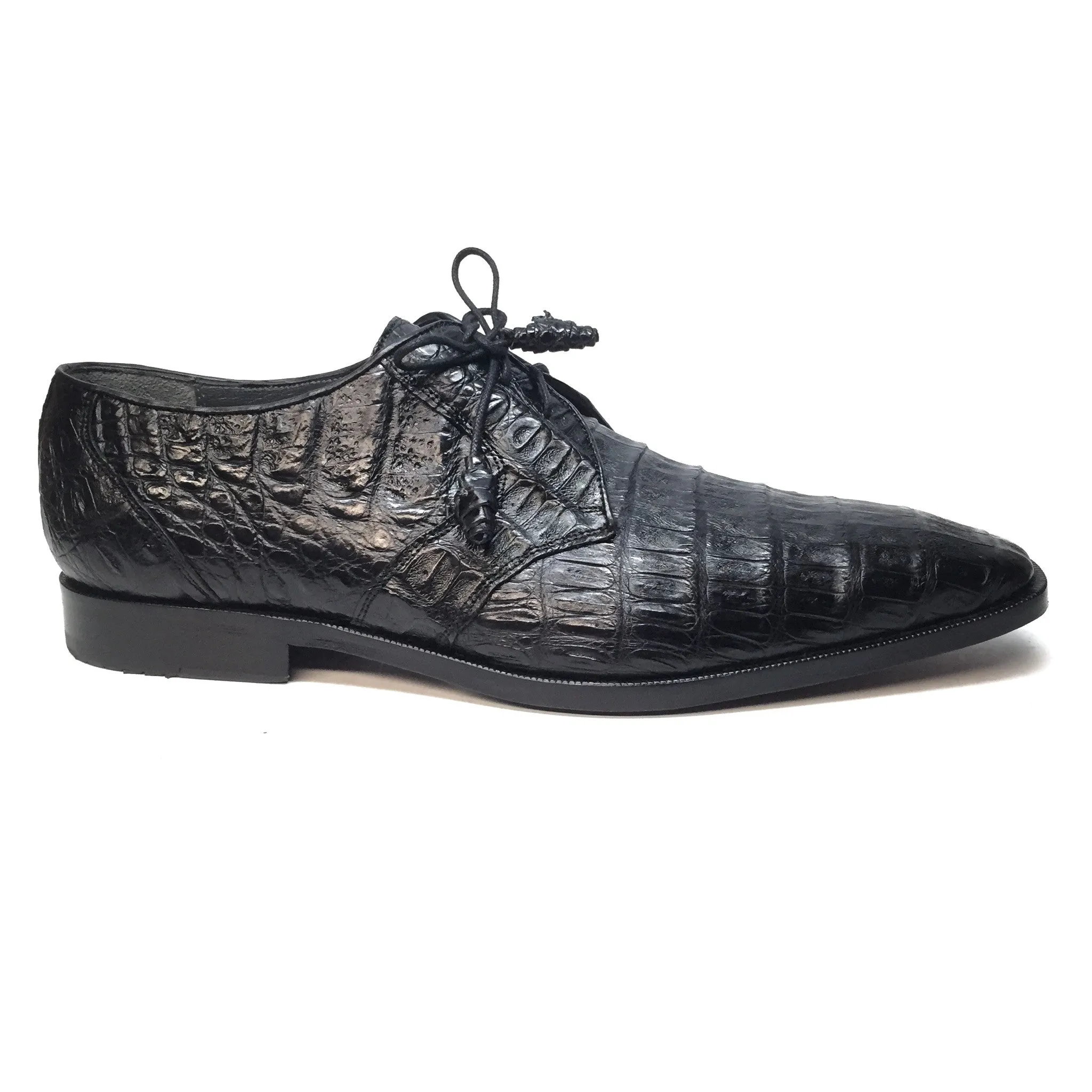 Los Altos Black All-Over Crocodile Lace Up Dress Shoes