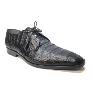 Los Altos Black All-Over Crocodile Lace Up Dress Shoes