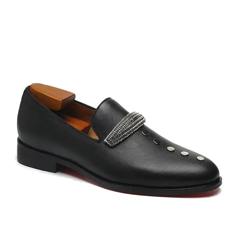 Luxxone - Red bottom designer leather loafers for men