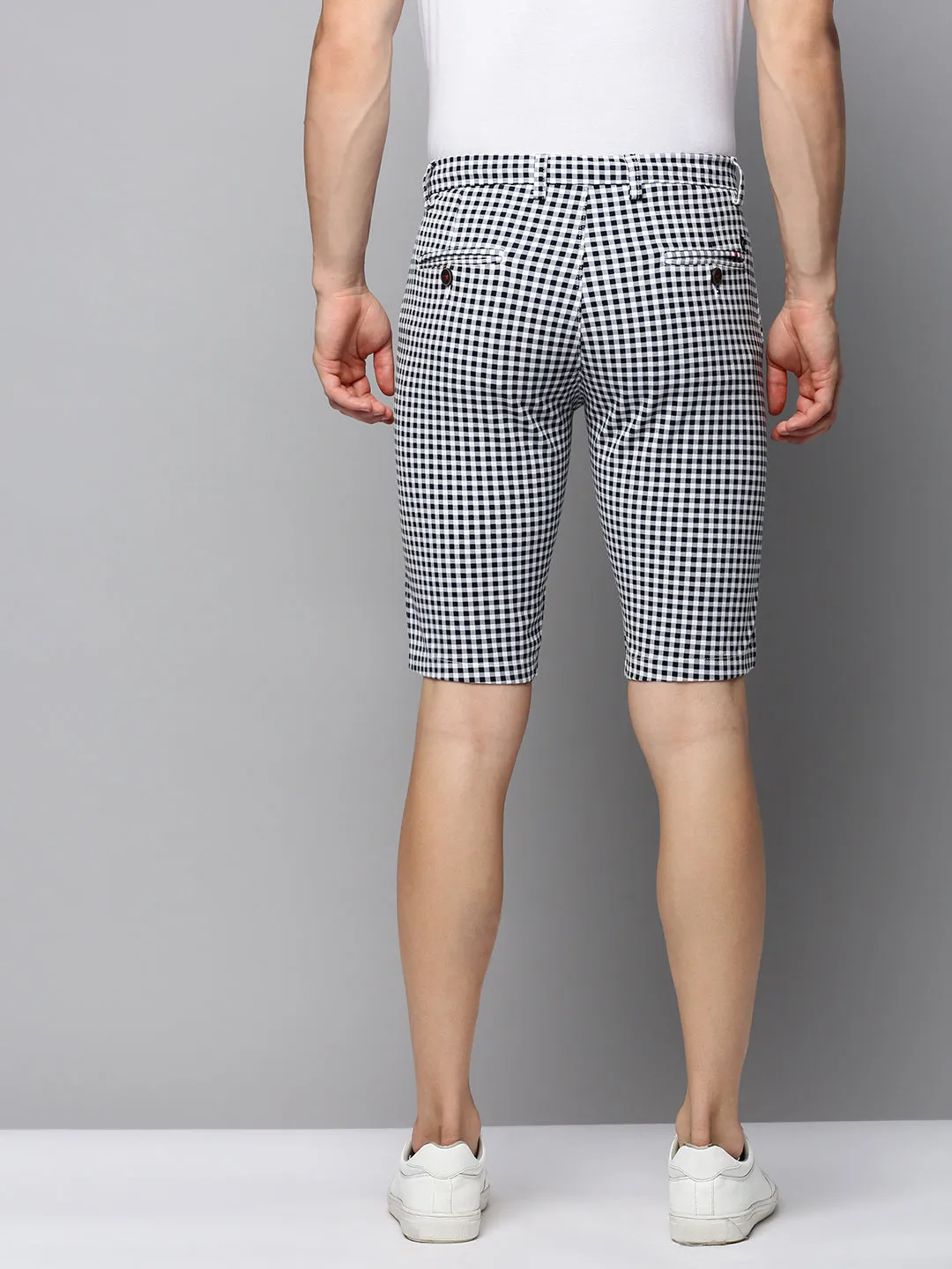 Men Grey Checked Casual Shorts