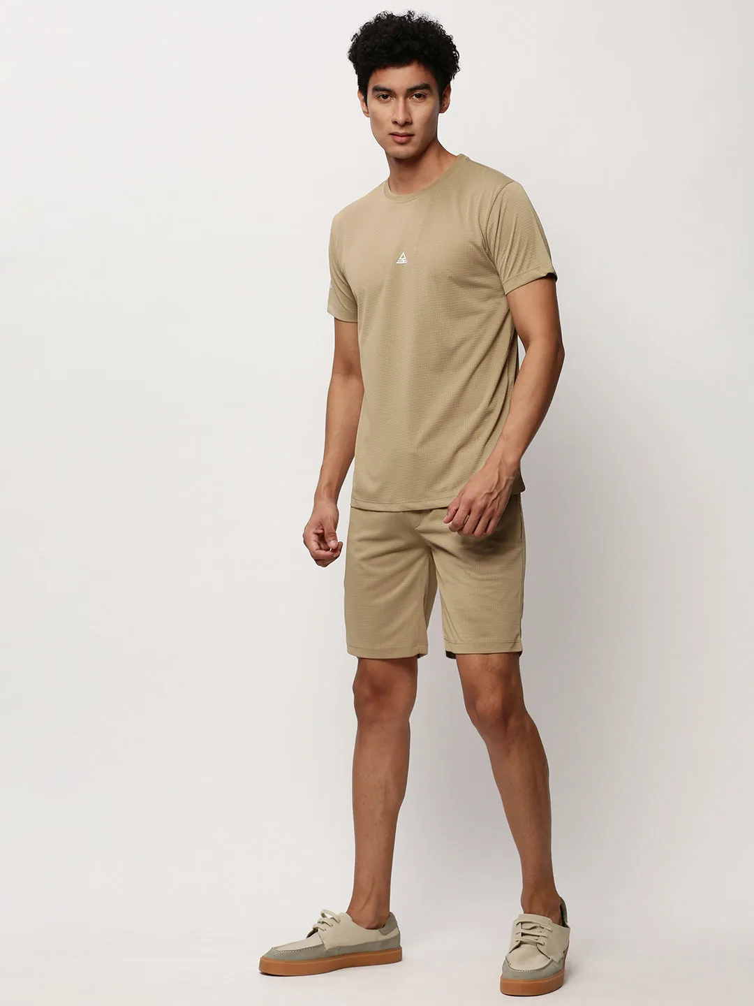 Men Khaki Solid Casual Co ords