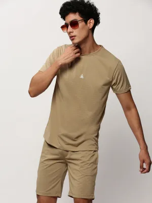 Men Khaki Solid Casual Co ords