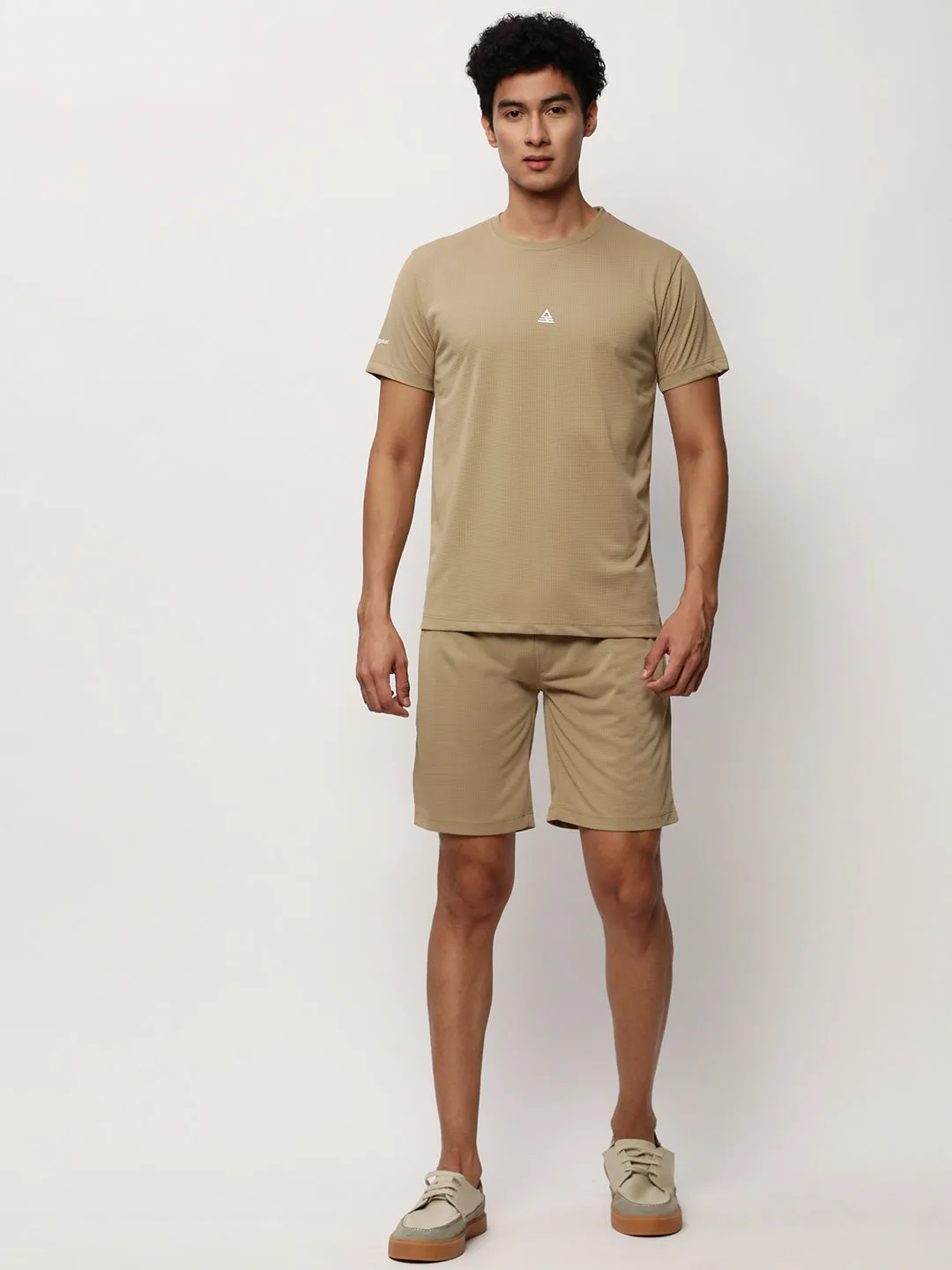 Men Khaki Solid Casual Co ords