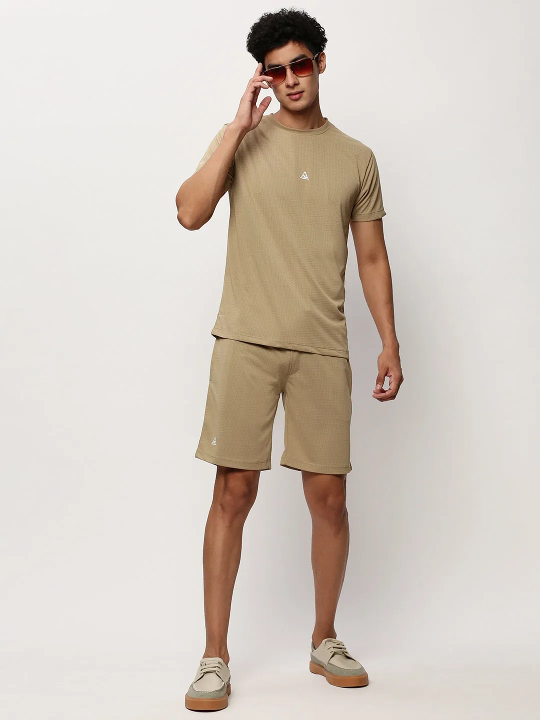 Men Khaki Solid Casual Co ords