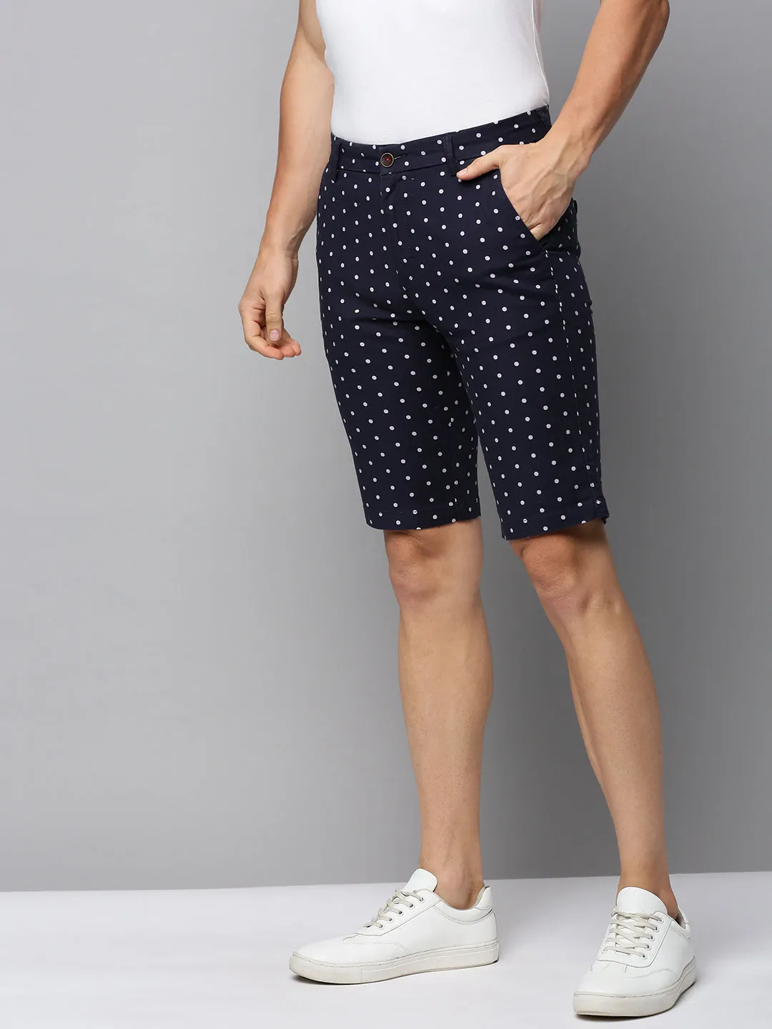 Men Navy Printed Casual Shorts