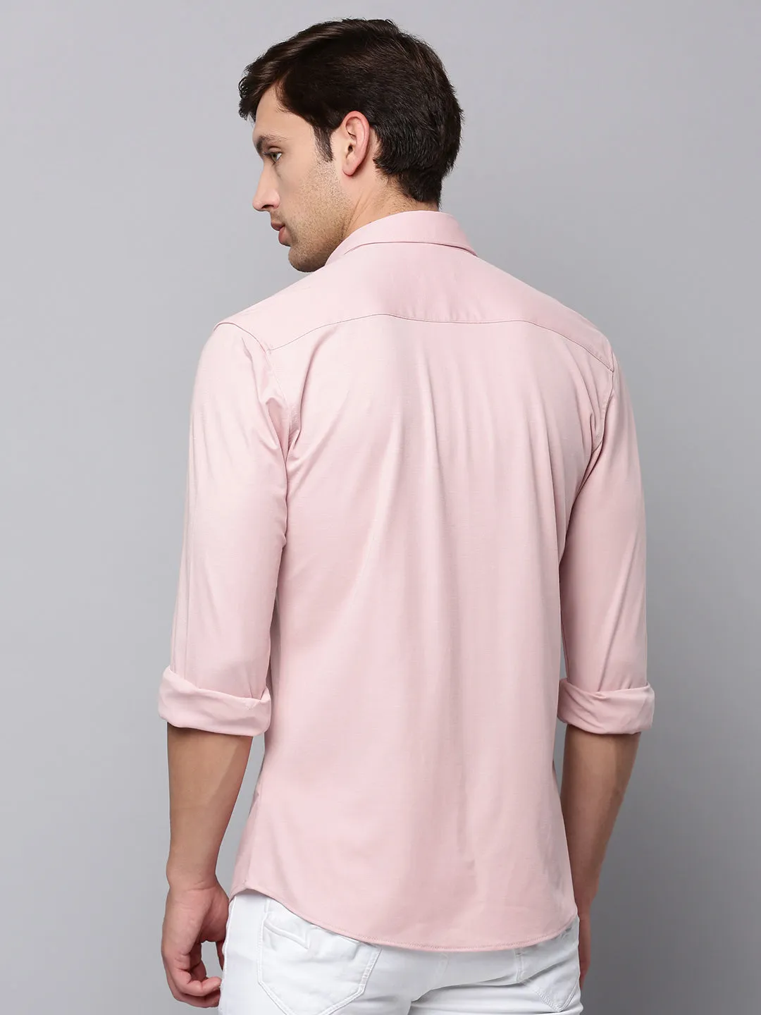 Men Pink Solid Casual Shirt