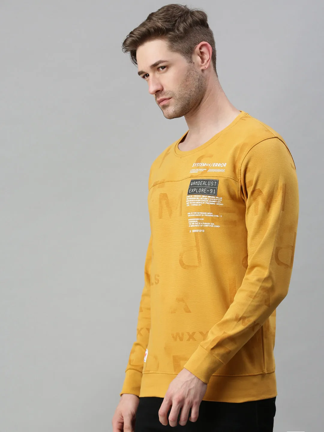 Men Printed Yellow Sweatshirt