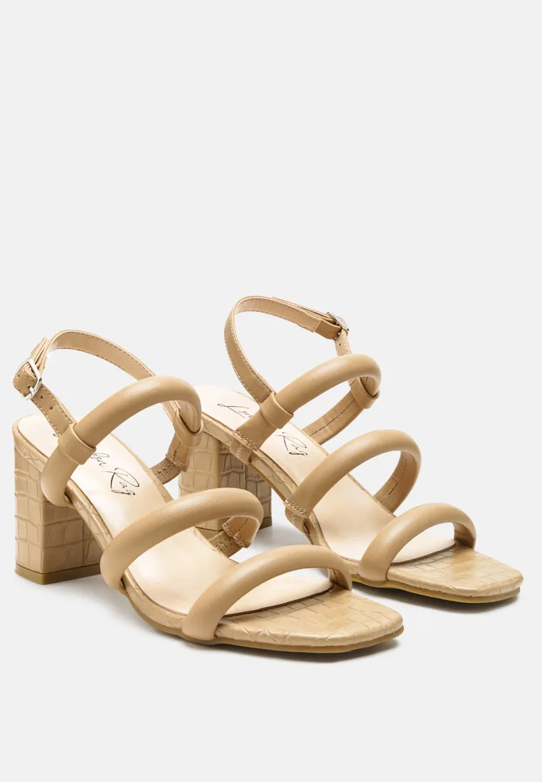 Slater Croc Skin Faux Leather Block Heel Sandals