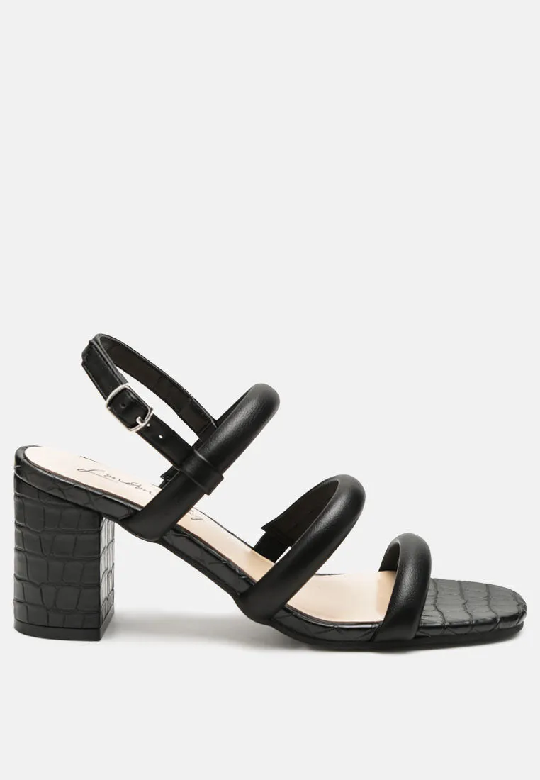 Slater Croc Skin Faux Leather Block Heel Sandals