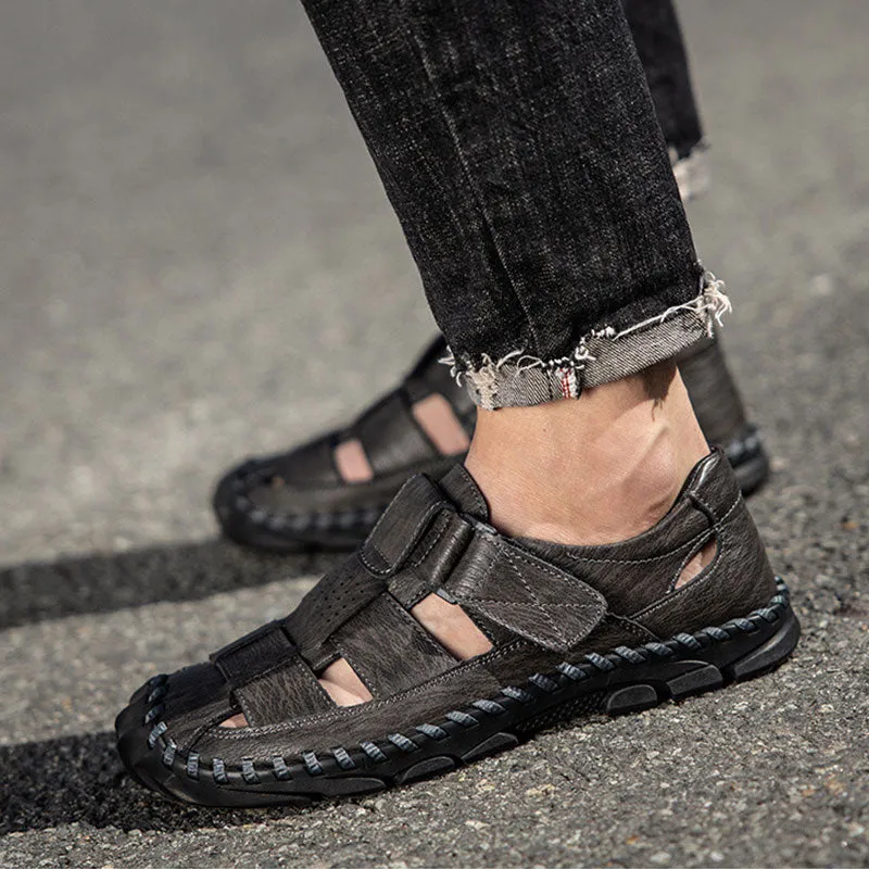 The Defence Men Leather Sandals Business and Casual Crocs