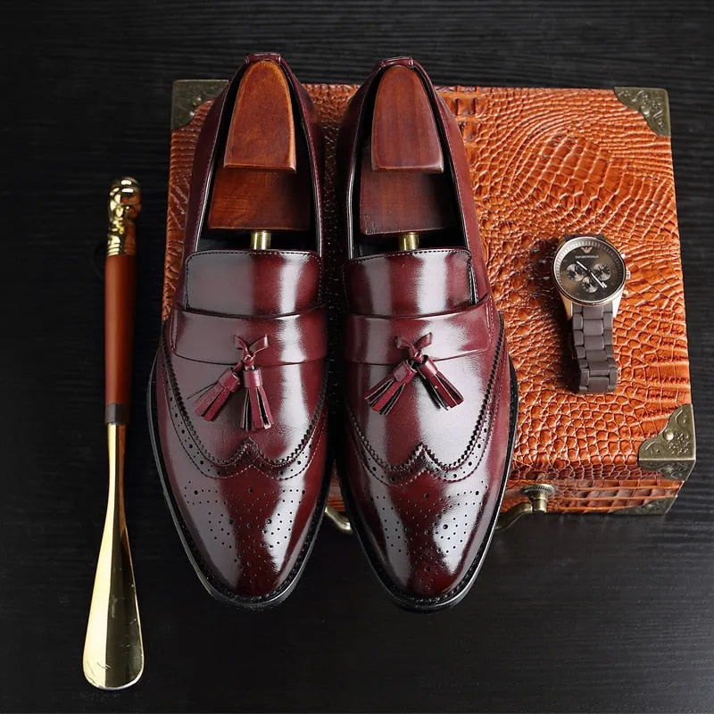 The T93 - Classic Wingtip brogue Leather Tassel Loafers For Men