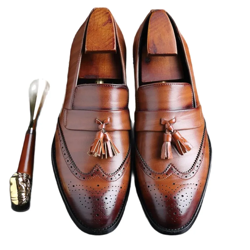 The T93 - Classic Wingtip brogue Leather Tassel Loafers For Men